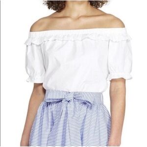 Vineyard Vines Target Women's Off The Shoulder Top Shirt Cotton White‎ Sz Small